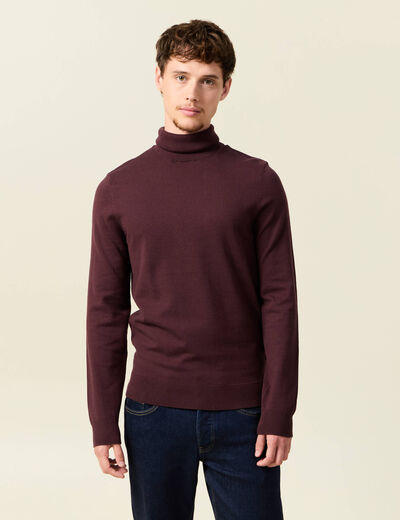 Pull droit court manches longues bordeaux homme
