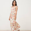 Robe bretelles col carr&eacute; fluide blanc femme