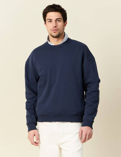 Sweat manches longues bleu marine homme