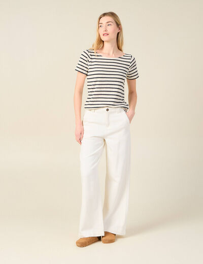 T-shirt manches courtes ecru femme