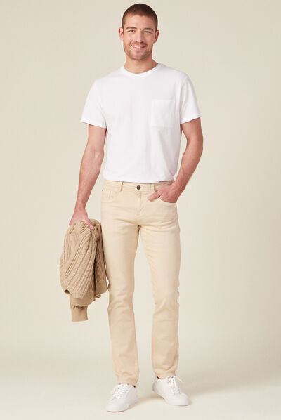 Pantalon slim 5 poches beige homme