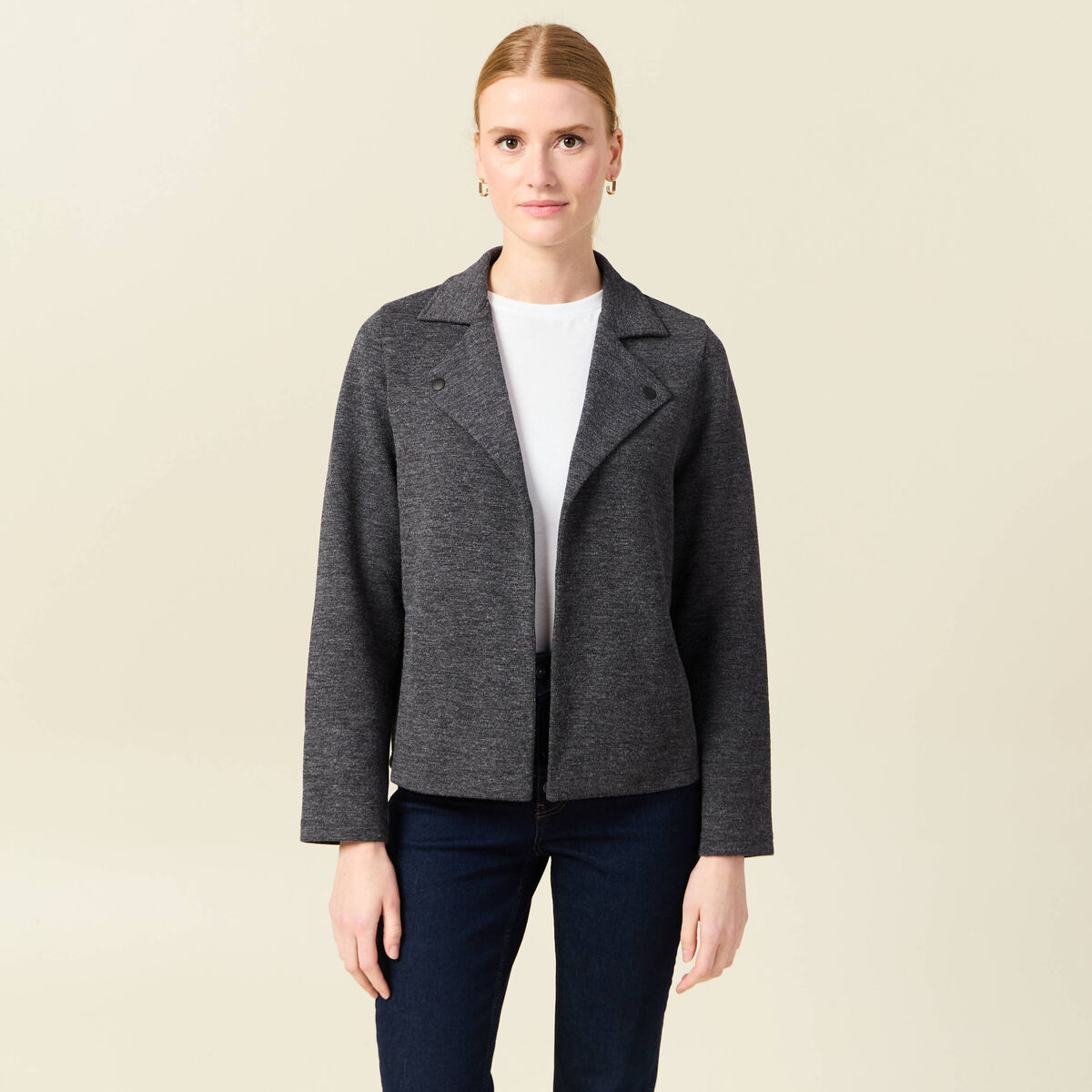 Gilet manches longues gris femme