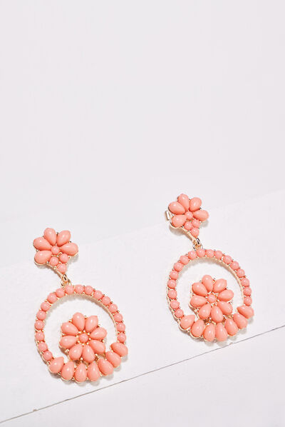 Boucles d'oreilles pendantes rose femme
