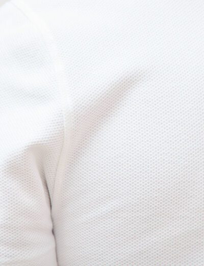 Polo en coton avec zip manches courtes blanc homme