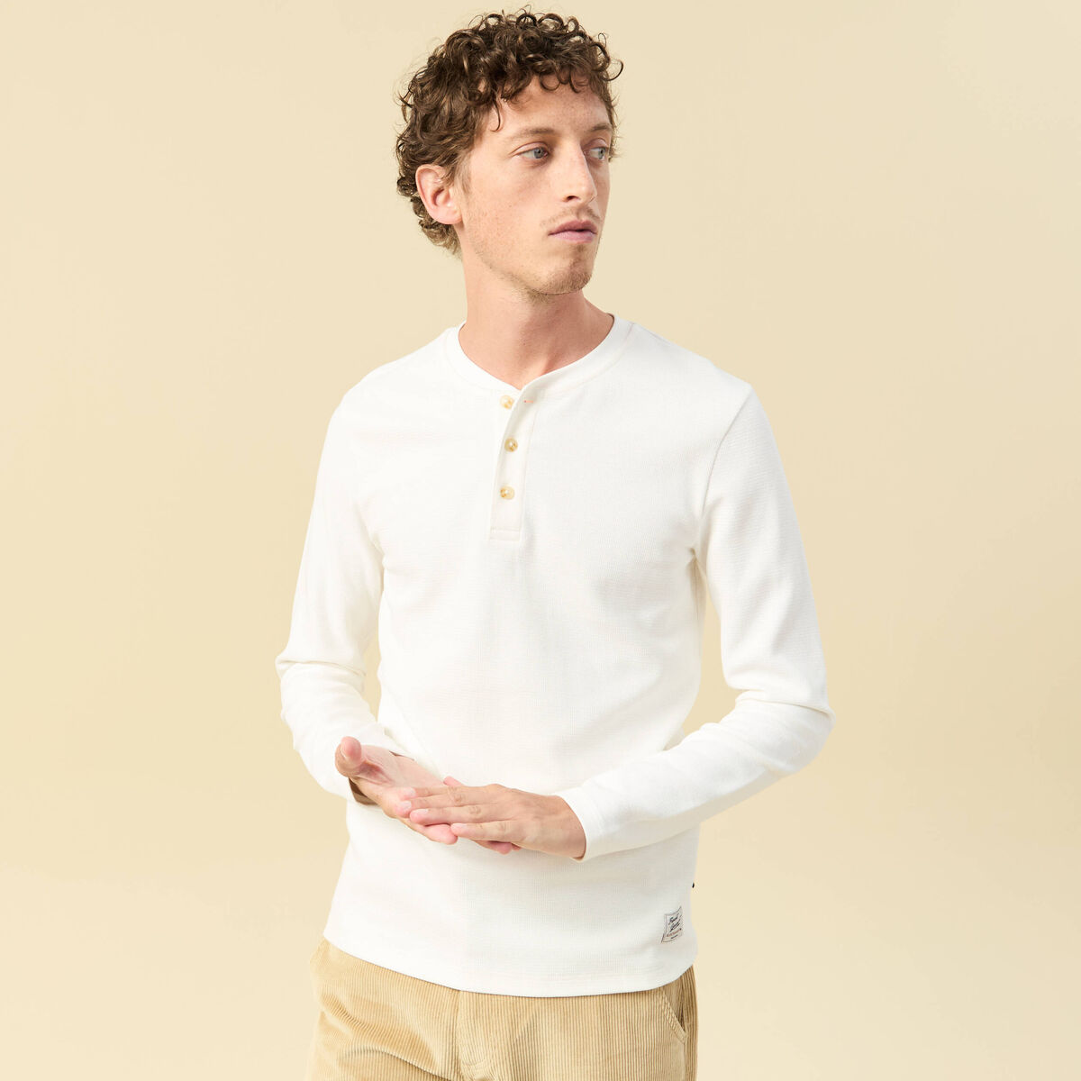 T-shirt manches longues ecru homme
