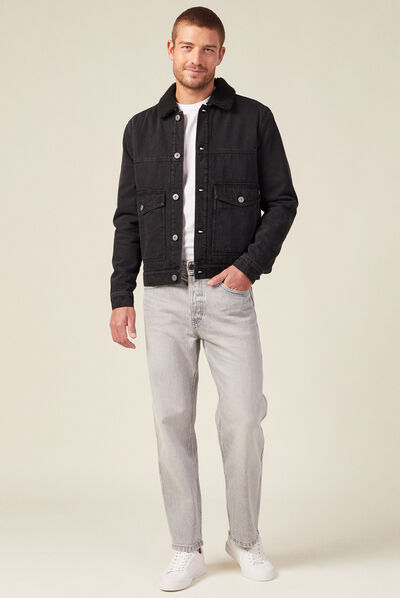 Jeans relaxed 5 poches denim snow gris homme