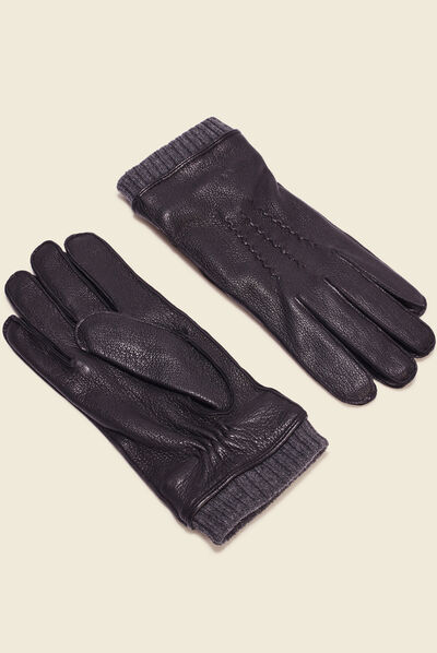 Gants en cuir noir homme