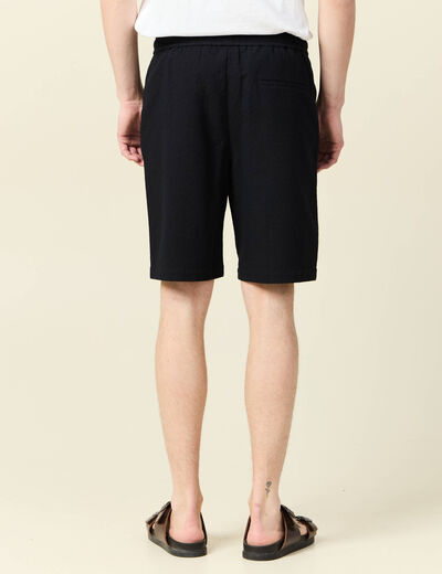 Short droit taille élastiquée noir homme