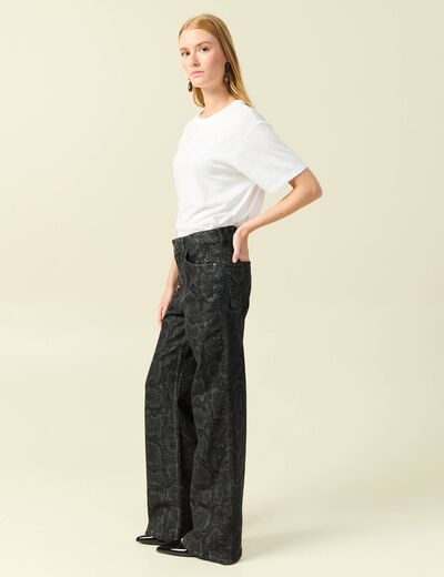Pantalon wide large taille haute gris fonc&eacute; femme
