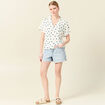 Chemise manches courtes bleu canard femme