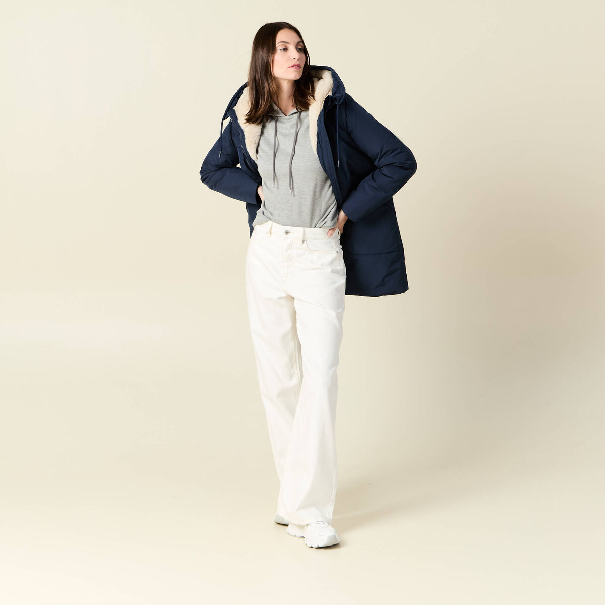 Sweat à capuche gris femme