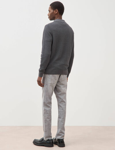 Pull manches longues gris fonc&eacute; homme