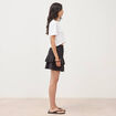 Mini-jupe fluide en coton doubl&eacute;e noir femme