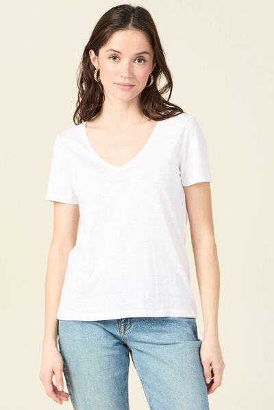 T-shirt manches courtes blanc femme