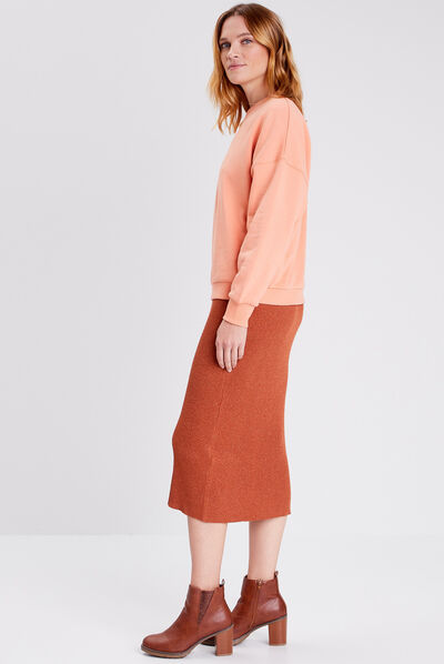 Sweat manches longues rose clair femme