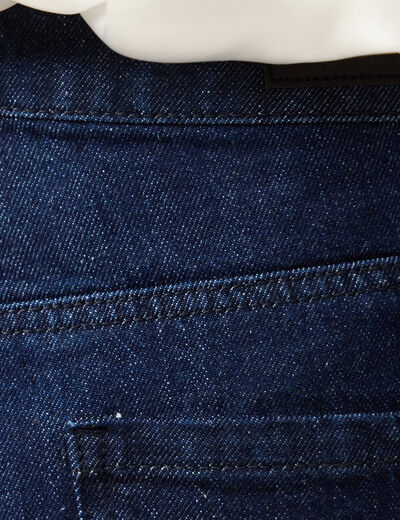 Jeans large taille haute 3/4 denim brut rinse femme