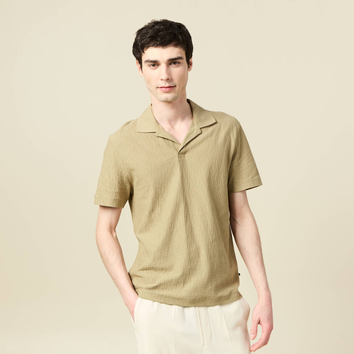 Polo manches courtes vert olive homme
