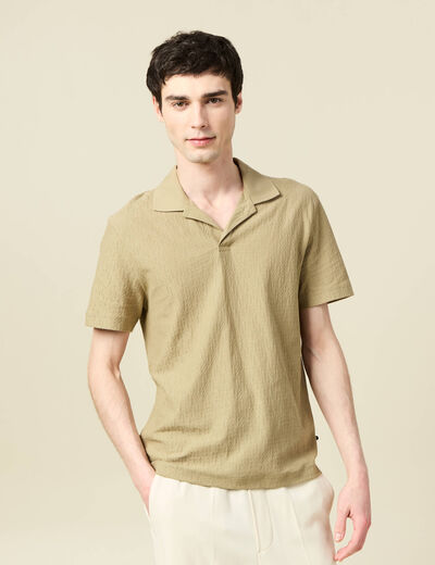 Polo manches courtes vert olive homme