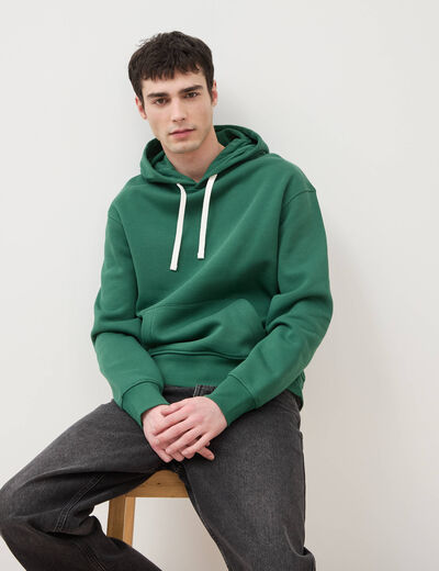 Sweat &agrave; capuche vert homme