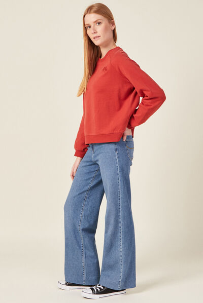 Sweat manches longues orange foncé femme
