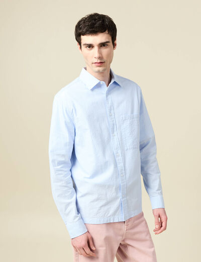 Chemise en coton manches longues bleu ciel homme