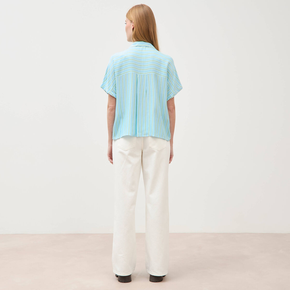 Chemise manches 3/4 bleu clair femme
