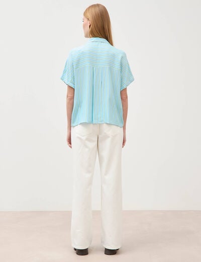 Chemise manches 3/4 bleu clair femme