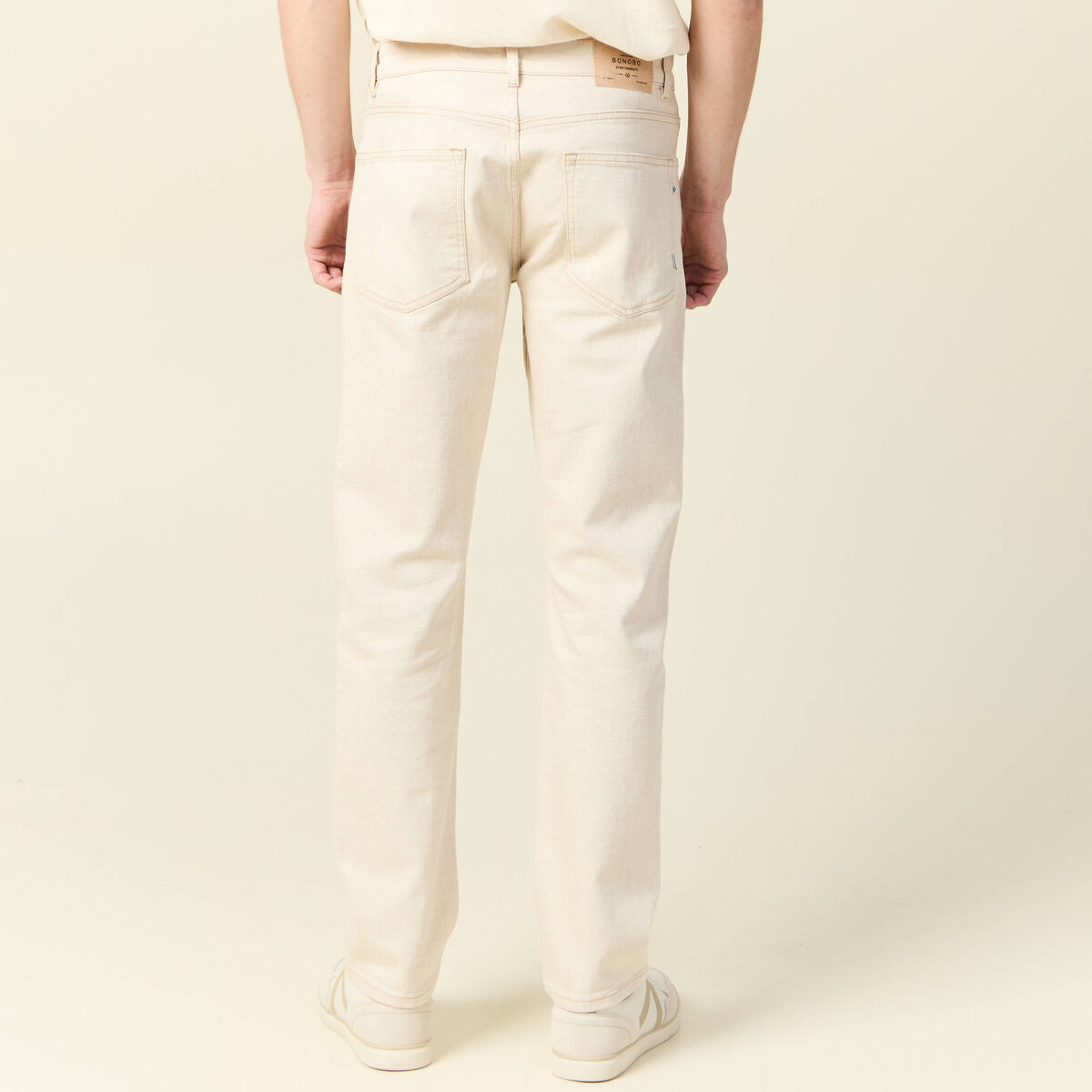 Jeans regular 5 poches denim beige homme