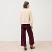 Pull droit court col v manches courtes ivoire femme