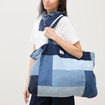 Sac cabas bandouli&egrave;re en coton jeans denim brut femme