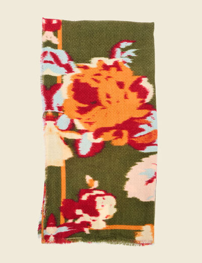 &Eacute;charpe &agrave; motif vert kaki femme