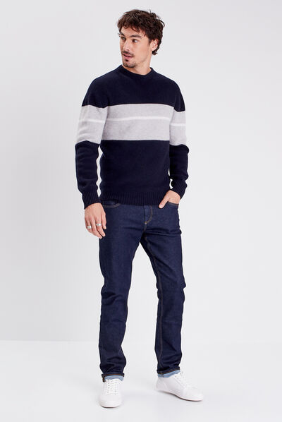 Pull manches longues bleu foncé homme