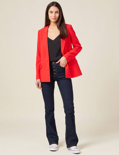 Veste esprit blazer cintrée rouge foncé femme