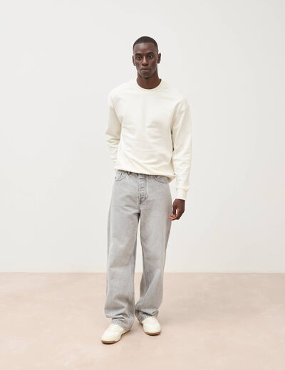 Jeans loose longueur 34 en coton denim gris clair homme