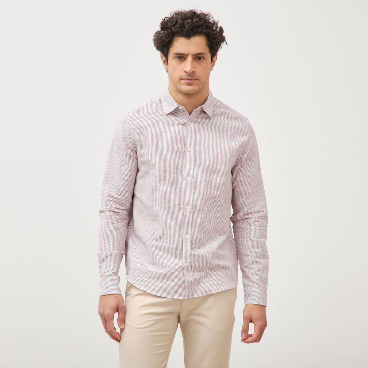 Chemise manches longues vieux rose homme