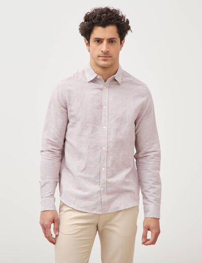 Chemise manches longues vieux rose homme