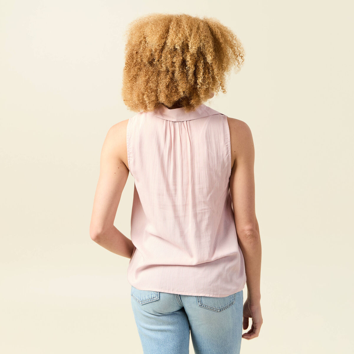 Blouse sans manches rose clair femme