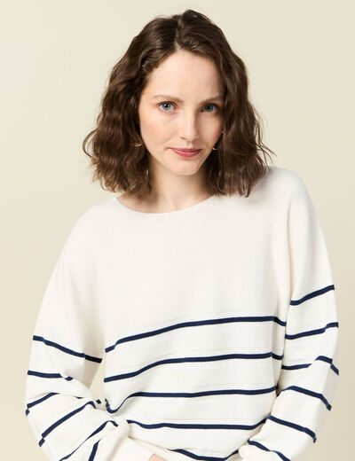 Pull manches longues bleu marine femme