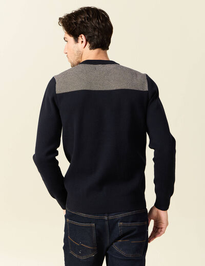 Pull manches longues bleu marine homme