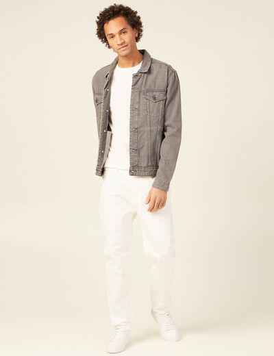 Jeans straight tapered denim blanc homme