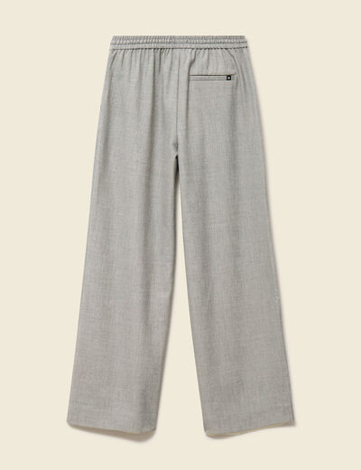 Pantalon taille haute fluide gris clair femme