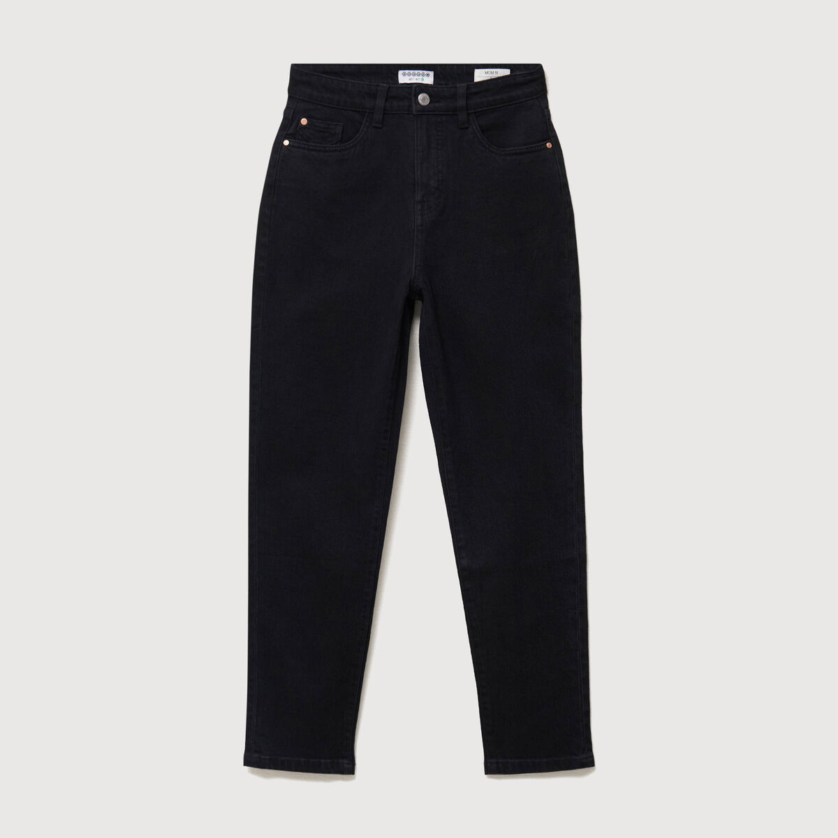 Jeans mom 7/8&egrave;me denim noir femme
