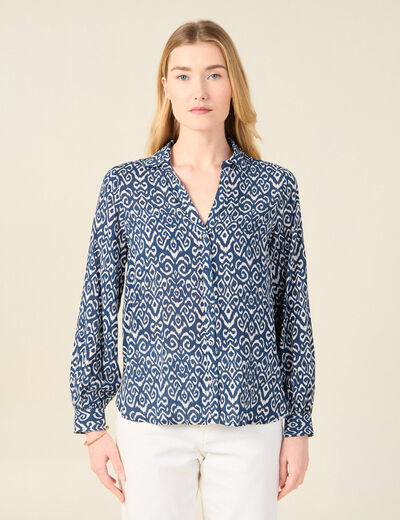 Blouse manches longues bleu marine femme