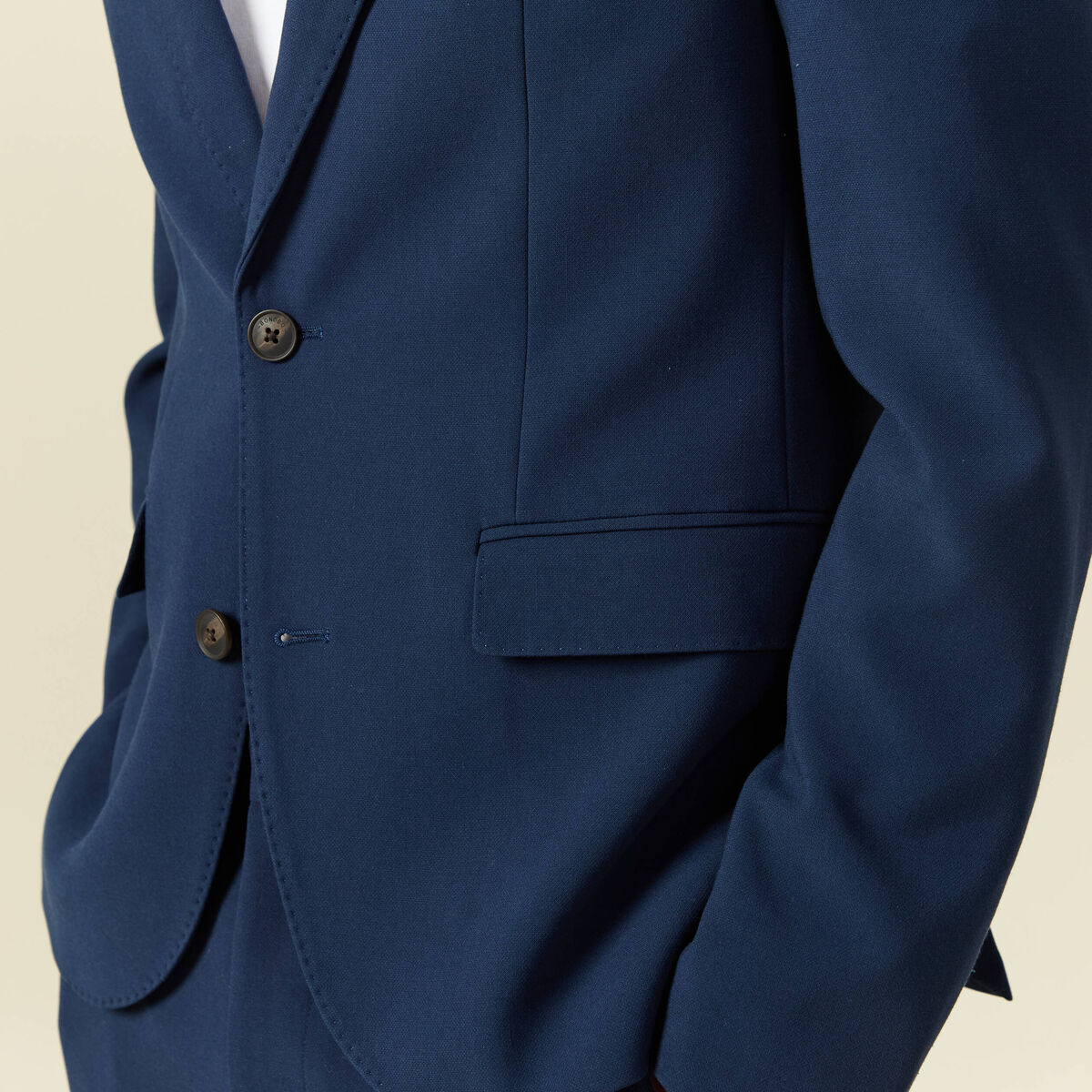 Blazer manches longues col tailleur bleu marine homme