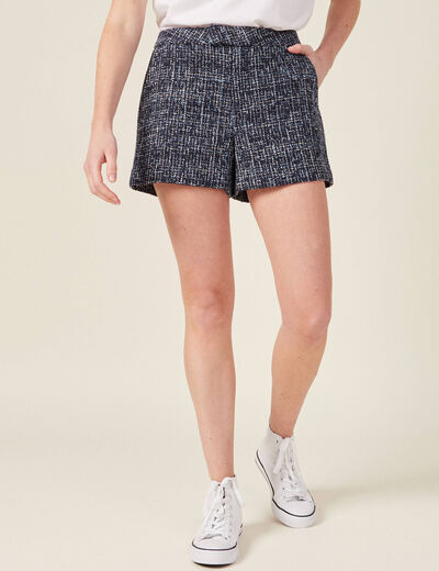 Short droit 2 poches bleu marine femme
