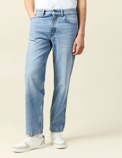 Jeans large relaxed denim bleach homme