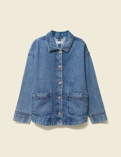 Surchemise en jeans manches longues denim dirty femme
