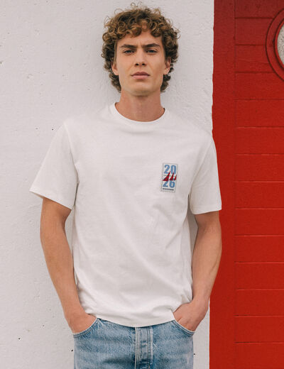 T-shirt en coton ecru homme