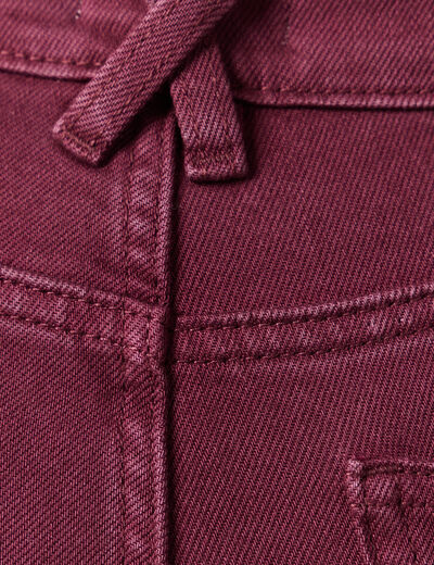Jeans droit 7/8&egrave;me taille standard bordeaux femme