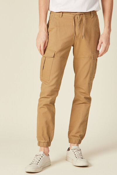 Pantalon cargo taille à cordon vert kaki homme